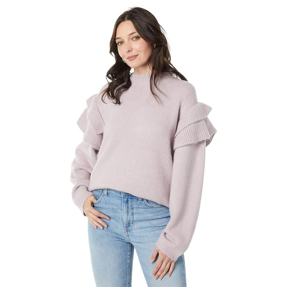 Lost + Wander Literary Lover Orian Sweater Women's M-L Purple Ruffle RED489